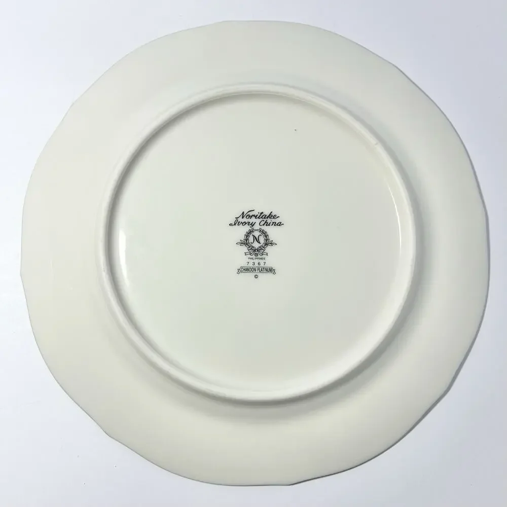 Noritake “Chandon, Platinum” Set of 8 Bone China Salad Plates 8 3/8”